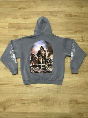 Darc Sport Gray Graphic Hoodie with Wolves Back Print